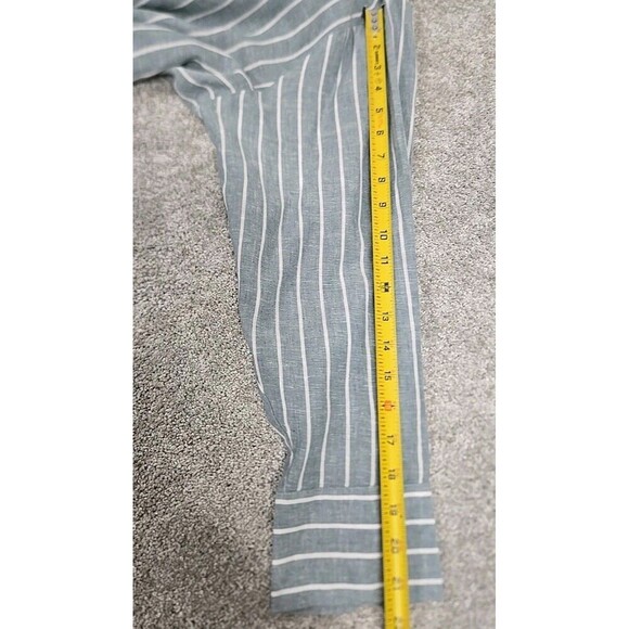 Lane Bryant Button Up Long Sleeve Shirt Striped Linen Cotton Green Women’s 22/24 - Picture 9 of 10